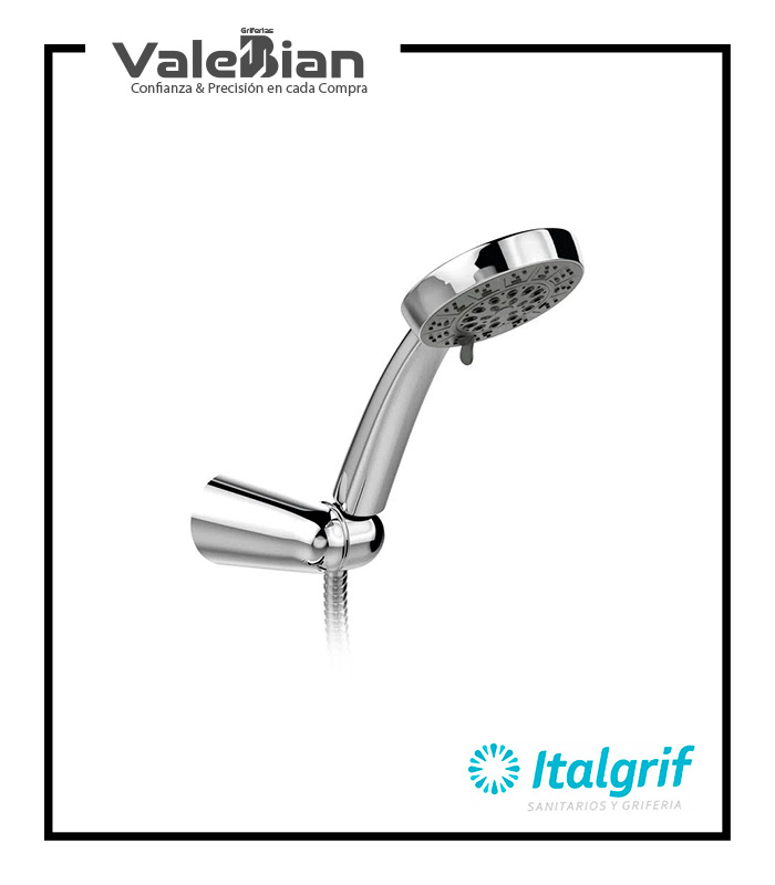 DUCHA TELEFONO BUZIOS CON MANGUERA FLEXIBLE DE 1.5M Y SOPORTE CROMADO ITALGRIF