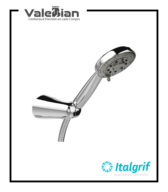 DUCHA TELEFONO TECNO CON MANGUERA FLEXIBLE DE 1.5M Y SOPORTE CROMADO ITALGRIF