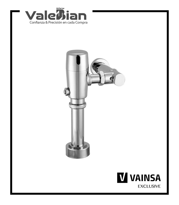 FLUXOMETRO ELECTRONICO CON MANIJA A BATERIA PARA INODORO DE 4.8 LITROS VAINSA