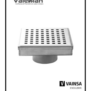 SUMIDERO DECORATIVO CUADRADO DE 4″ ACERO INOXIDABLE VAINSA