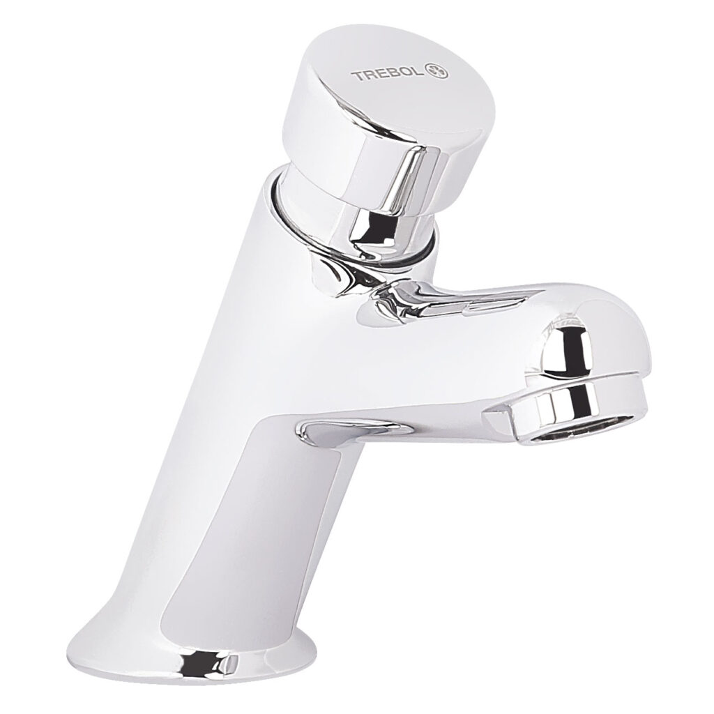 LLAVE DE 1/2” DE LAVATORIO TEMPORIZADA PICO CORTO – TREBOL