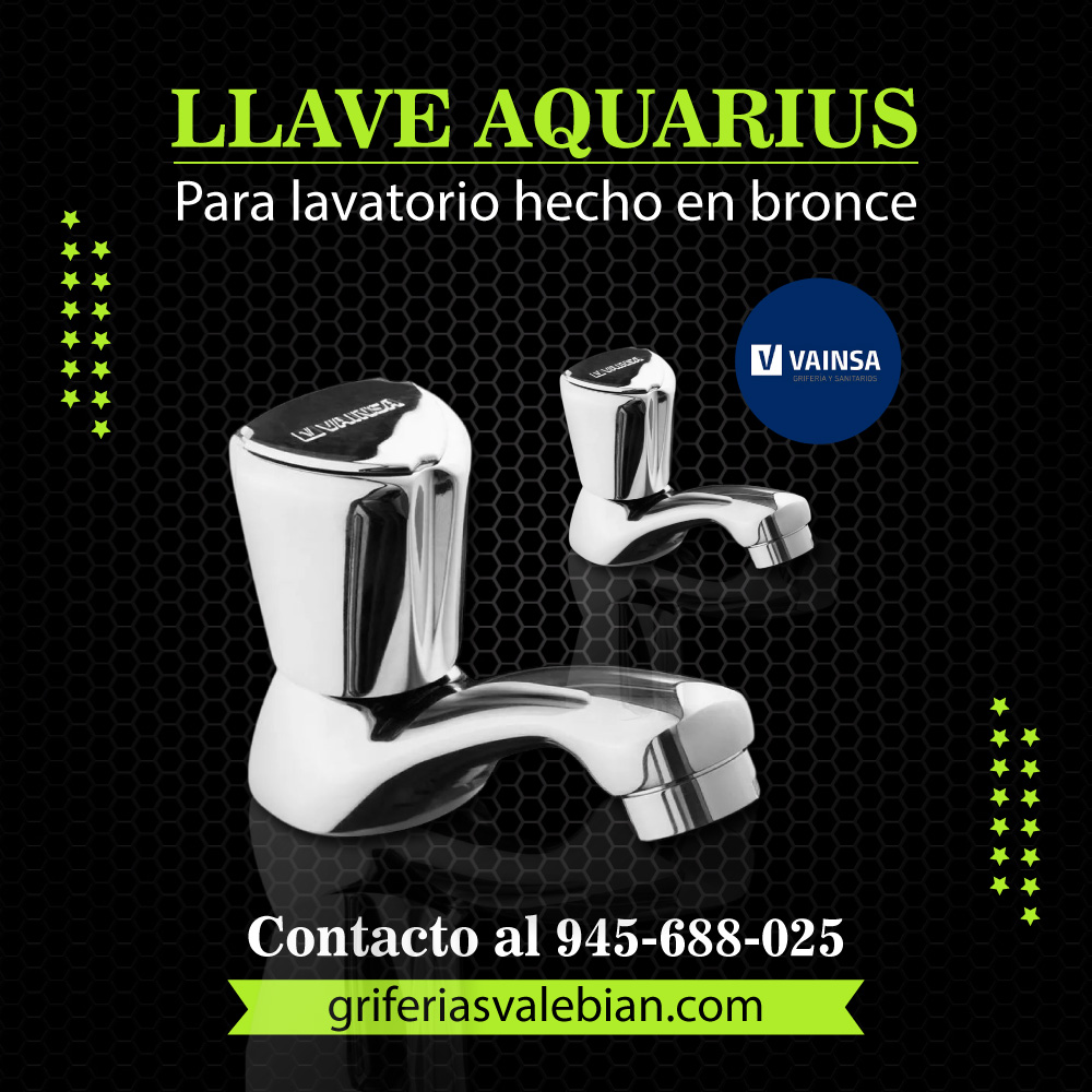 Llave para lavatorio aquarius hecho en bronce Vainsa