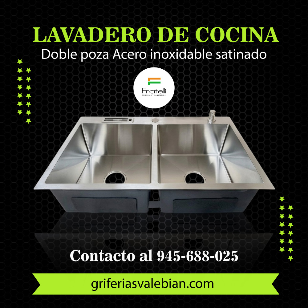 Lavadero de Cocina Doble Poza 84x48 cm