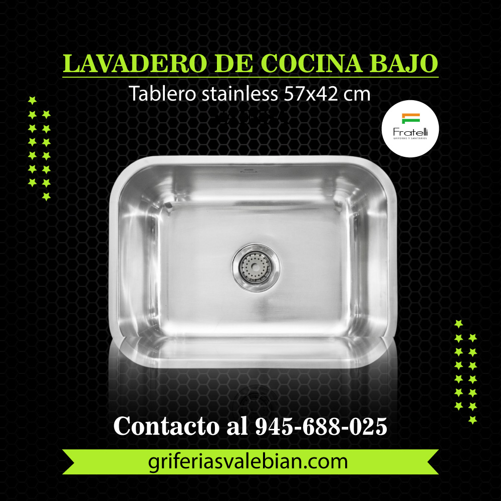Lavadero de Cocina Bajo Tablero Stainless 57x42 cm